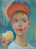 Junge mit Apfel.